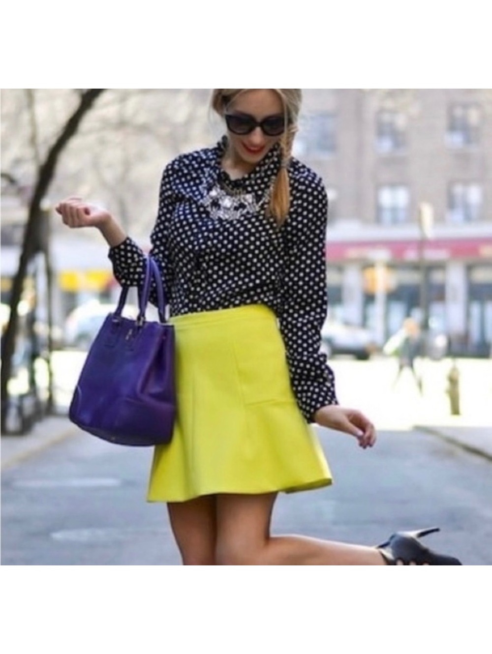 J.Crew Neon Yellow A-Line Mini Skirt Size 12